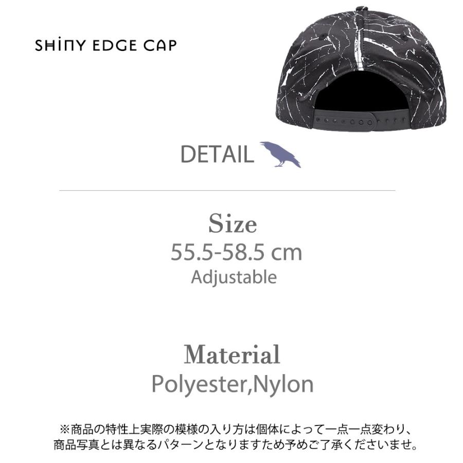 キャップ 深め フラット ストレート つば 平ら 帽子 メンズ レディース ShinyEdgeCap 柄 黒 白 春夏｜blessedcrow｜10