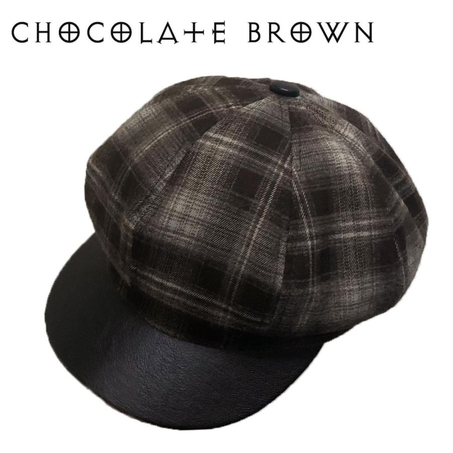 英国テイスト レザー切替 革 チェック キャスケット メンズ レディース