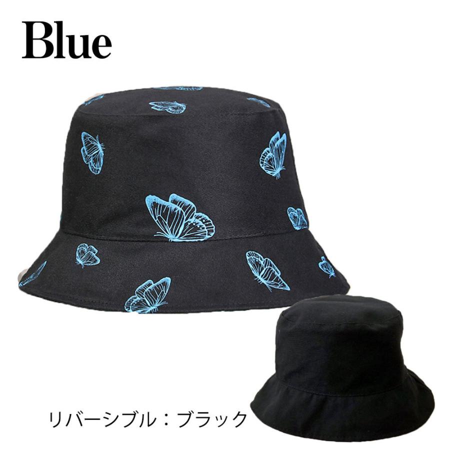 Butterfly バケットハット 黒 メンズ レディース 柄 蝶 帽子 春夏 