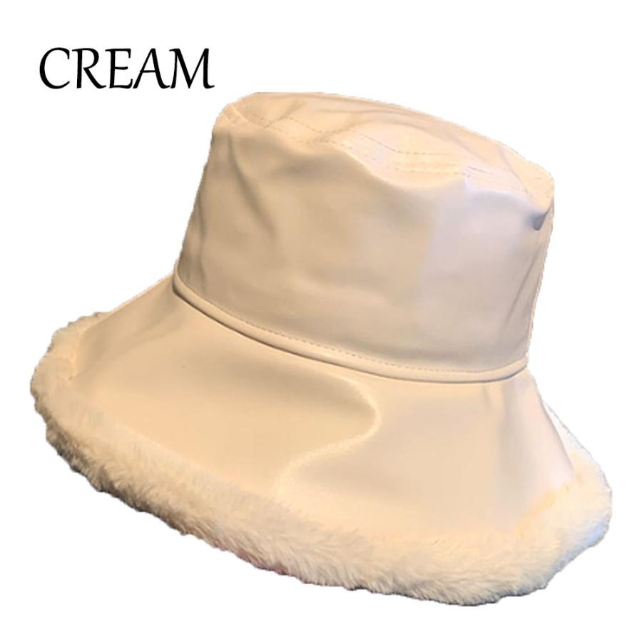 大人目カジュアル ボア レザー バケットハット レディース 帽子 ツバ広