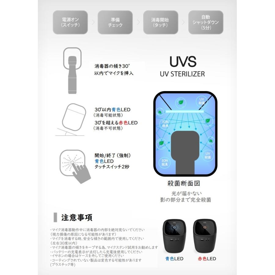 UVS消毒器 UV殺菌 ION脱臭 マイク消毒 イヤホン消毒 モバイル