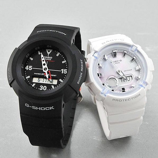 ペアウォッチ gショック ペア  g-shock 夫婦 40代 50代 ペア腕時計 カシオ ブランド  レディース  国内正規品 CASIO AW-500E-1EJF × BGA-280-7AJF (27,0)｜blessyou