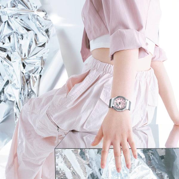 Gショック レディース 腕時計 メタルベゼル GM-S2110 シリーズselect(265)   ボーイズサイズ G-SHOCK women ジーショック メタルフォルム 八角形 カラーダイアルの画像