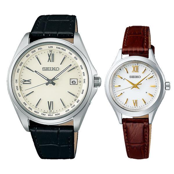 ペアウォッチ セイコー セレクション ソーラー電波時計 (Leather wh&wh) SEIKO SBTM295-SWFH115 (93,0)  プレゼント 50代 40代 夫婦