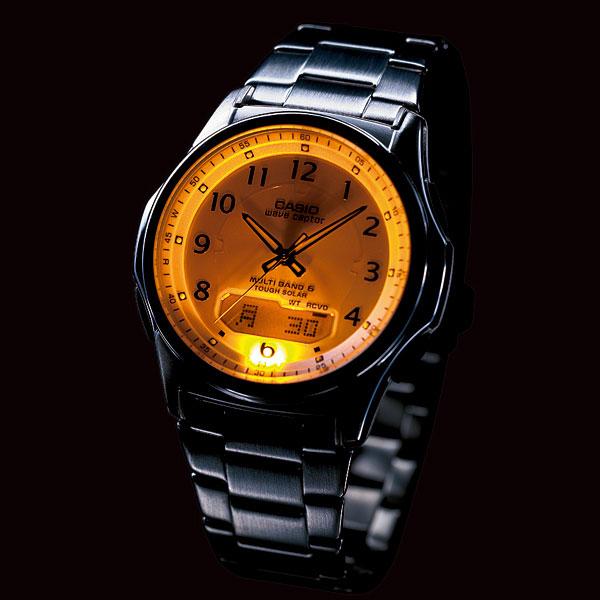 ★値下げ中★CASIO♡ウェーブセプター　電波ソーラー★オレンジ針★ WAVE（CASIO） 腕時計 メンズ 電波ソーラー カシオ腕時計 敬老の日