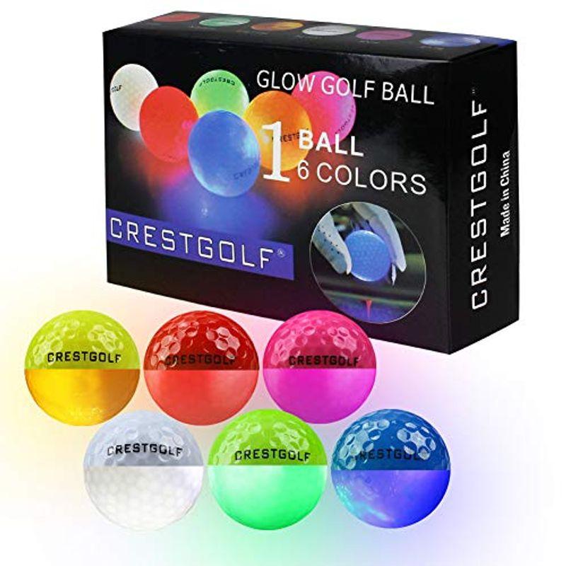Crestgolf 光るゴルフボール新型人気ごるふぼーる６個入り夜間発光可能マルチカラー