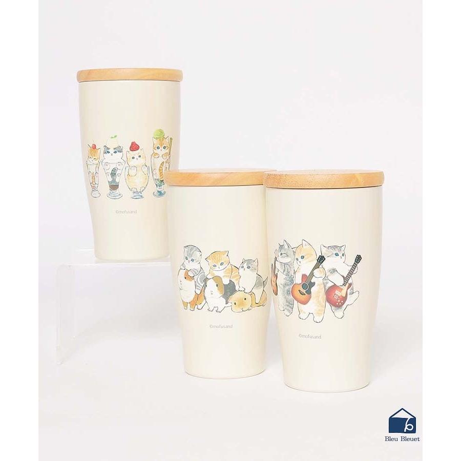 タンブラー カップ かわいい ステンレス 保温 保冷 蓋つき 憧れ 猫の日 22 もふさんど木蓋付きタンブラー350ml