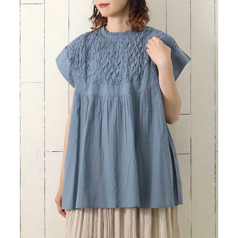 CADUNE カデュネ　フリル袖リボンネックトップス　ブラウス　チュニック CADUNE カデュネ フリル袖リボンネックトップス ブラウス