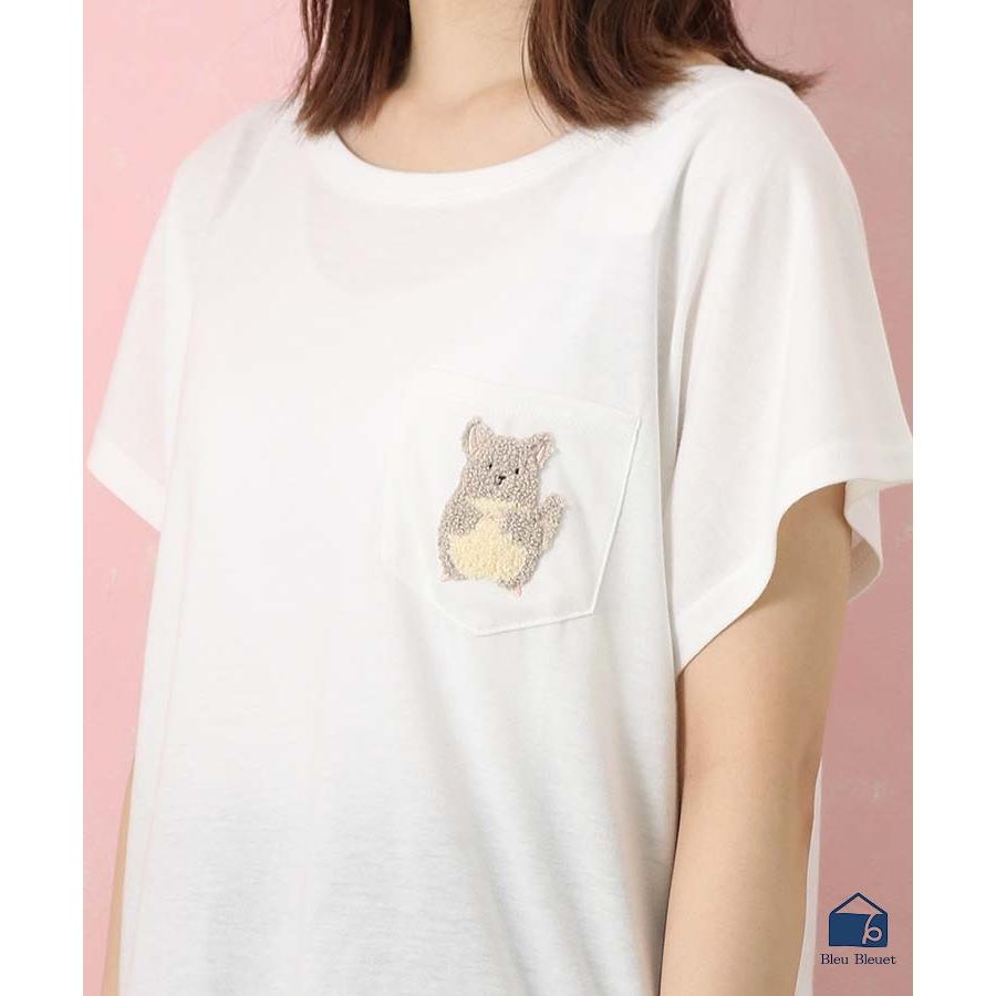 Tシャツ トップス カットソー レディース ウエア 半袖 綿 おしゃれ 春夏 コーデ 無地 白 刺繍 動物 アニマル プレゼント チンチラサガラTシャツ｜bleubleuet｜11