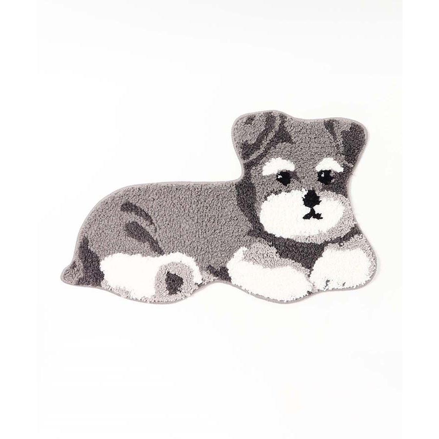 ミニチュア シュナウザー ラグ ダークブルー Bleu Bleuet マット フロアマット ラグ 玄関 キッチン 滑り止め