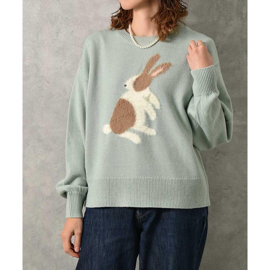 エルロデオ　ジップ付　ベスト　アニマル　ウサギ　可愛い　ニット Bleu Bleuet（ブルーブルーエ） セール セーター ニット トップス