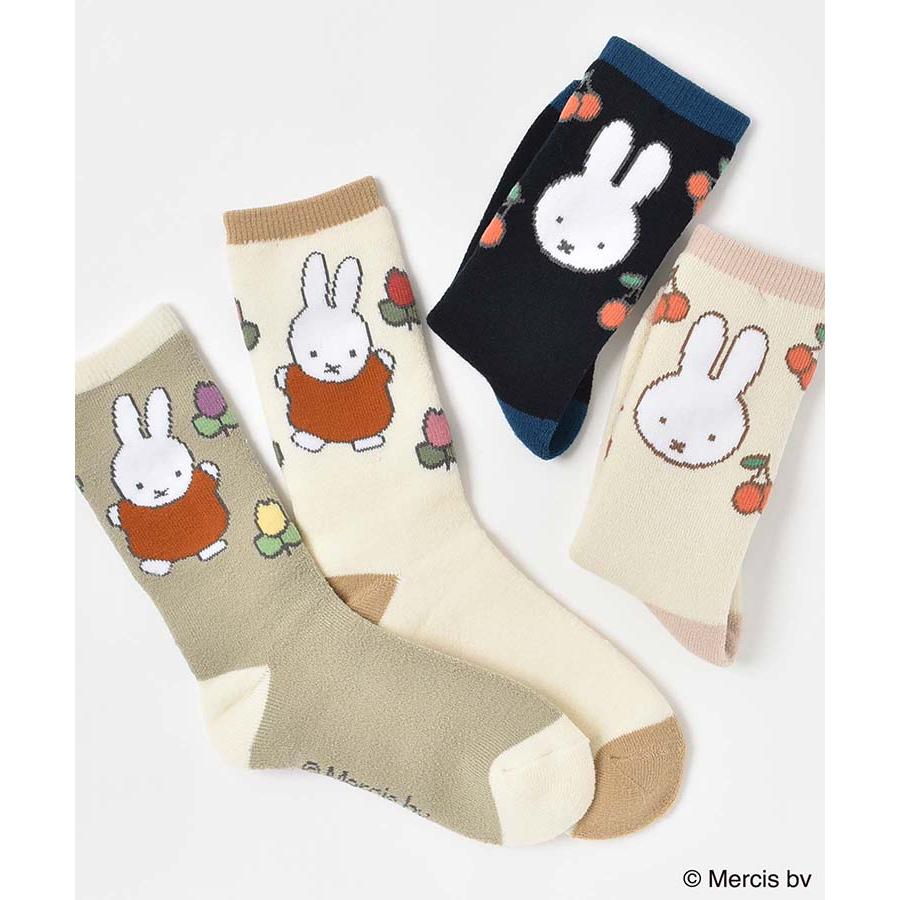 セール Miffy ミッフィー グッズ ルームソックス 靴下 レディース もこもこ 暖かい 防寒 秋冬 ギフト プレゼント チェリー花 ミッフィー裏起毛ルームソックス