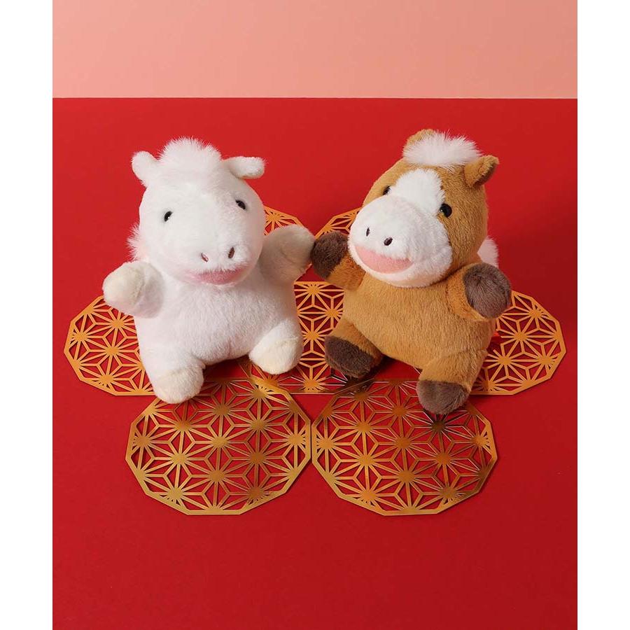 新年午年にぴったり！馬と花のプリント長袖ニットセーター 新品