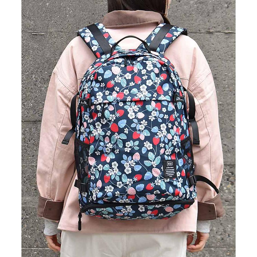 kiu キウ コラボ ブルーブルーエ リュック 鞄 レディース 大容量 撥水 防水 A4 ストロベリー フラワーキャット キツネ 宇宙  KiU600Dバッグパックの画像