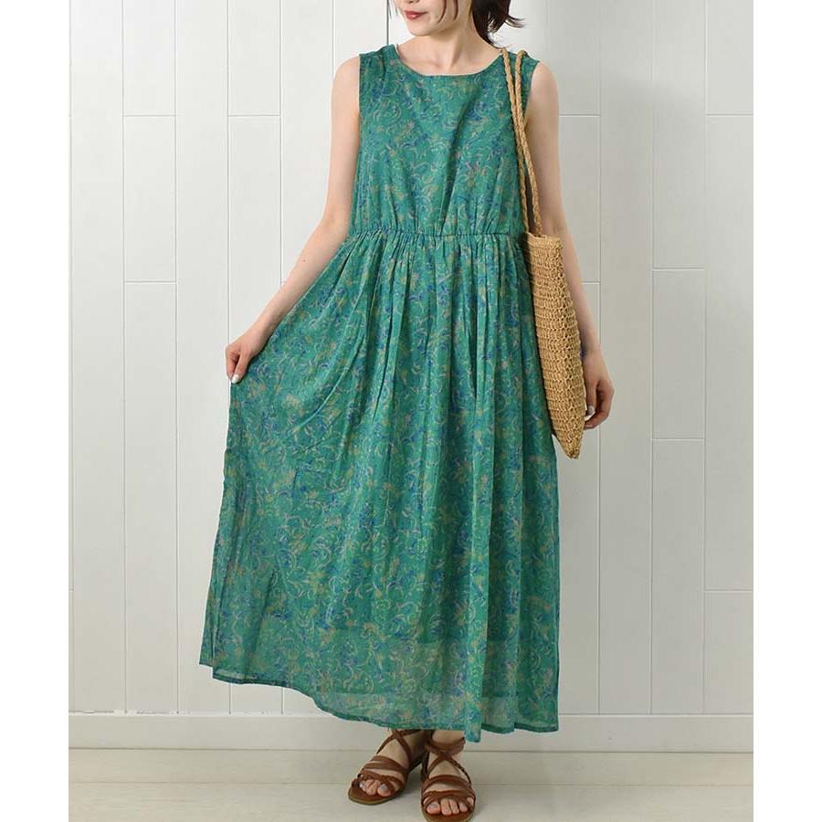 美品 blueingreen ブルーイングリーン インディゴ ワンピース 綿 麻 Bleu Bleuet（ブルーブルーエ） セール ワンピース レディース ロング
