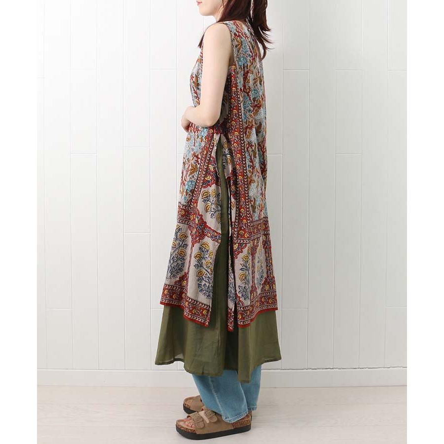 定価4万3000円☆ボタニカル柄 ノースリーブ チュニック ワンピース Bleu Bleuet（ブルーブルーエ） セール ワンピース レディース ロング