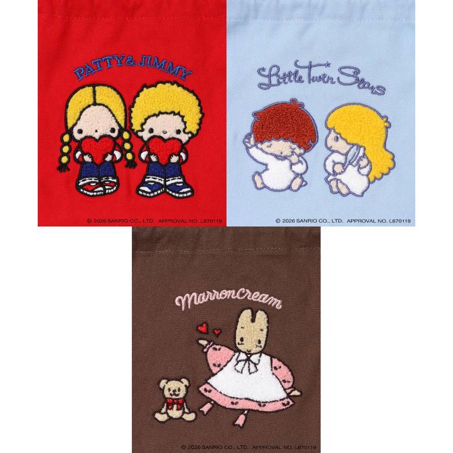 sanrio（サンリオ） レトロ 巾着 ポーチ サガラ刺繍 もこもこ 小物入れ