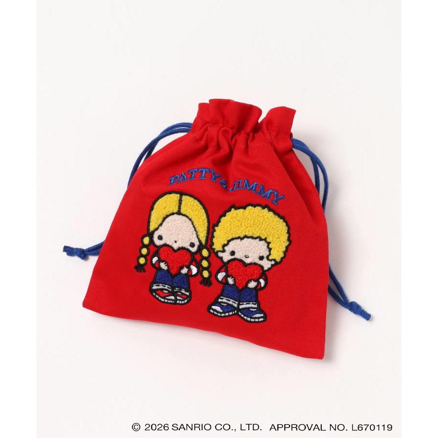 sanrio（サンリオ） レトロ 巾着 ポーチ サガラ刺繍 もこもこ 小物入れ