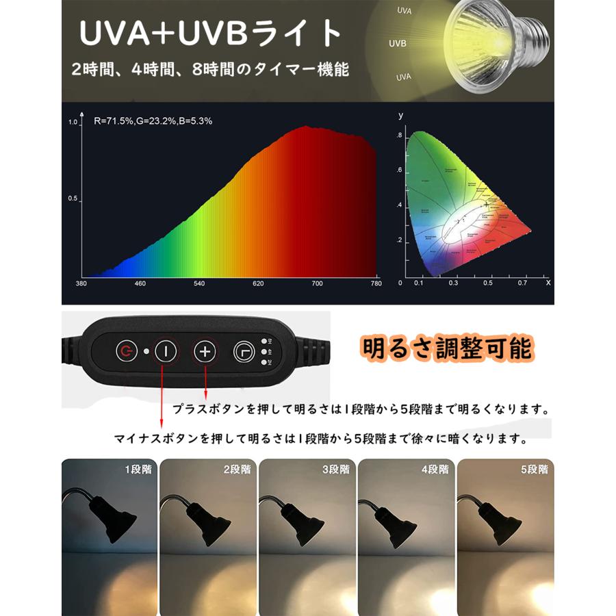 亀 ライト 爬虫類ライト ヒーター 紫外線ライト 保温 冬用 明る