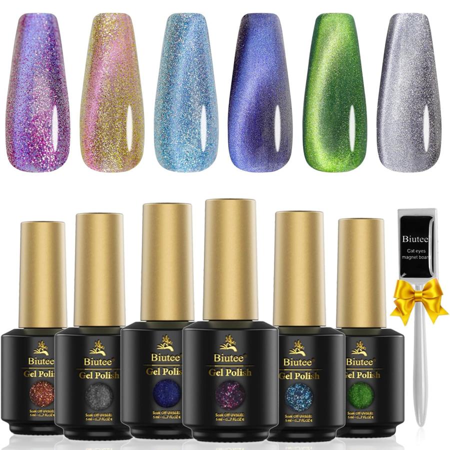 多色ラメ入りジェルネイルセット-b6 Amazon | GAOY ジェルネイル カラージェル 6色セット キラキラ