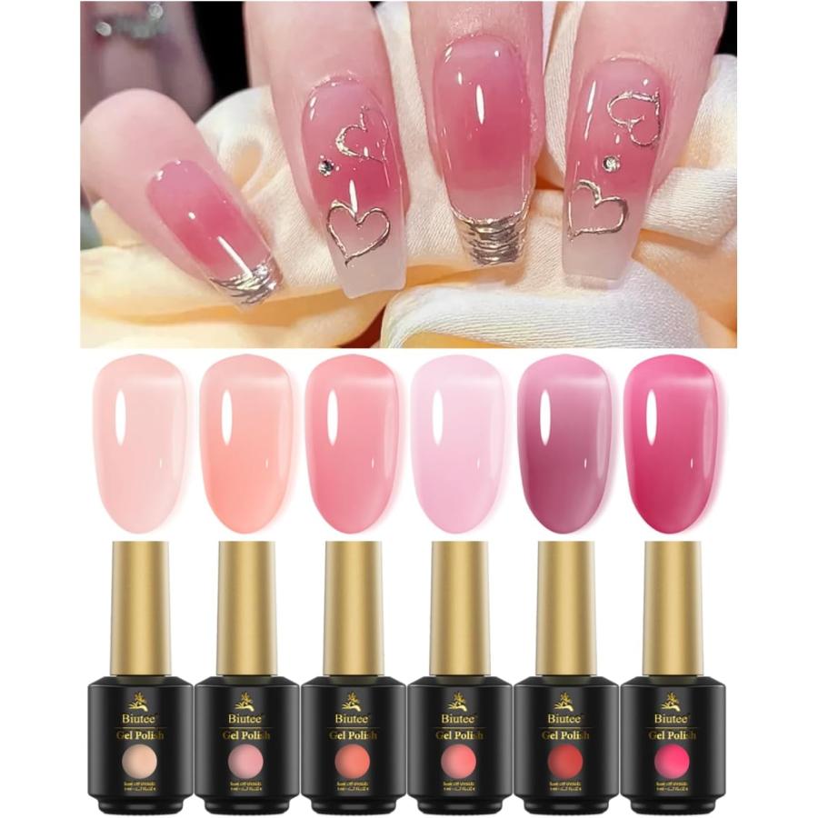 カラーネイルジェル ピンクジェル 6色 8ml 透け感あり クリアピンク系