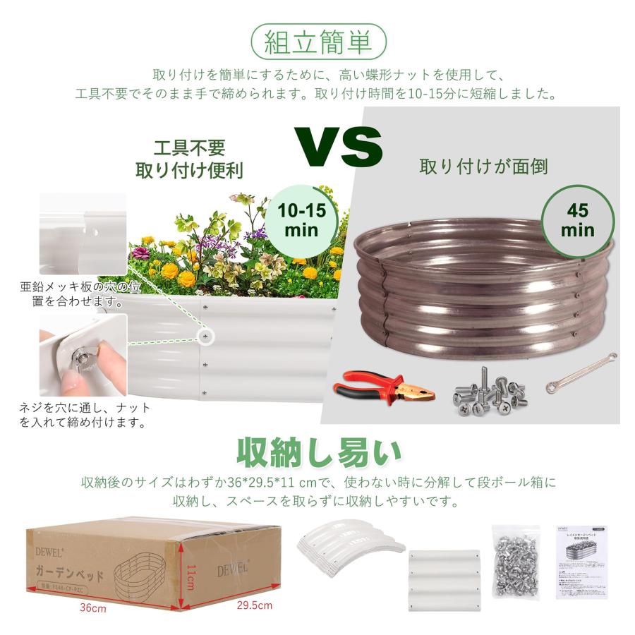 レイズドベッド プランター 120x60x28cm 2個セット 屋外 DIY 大型