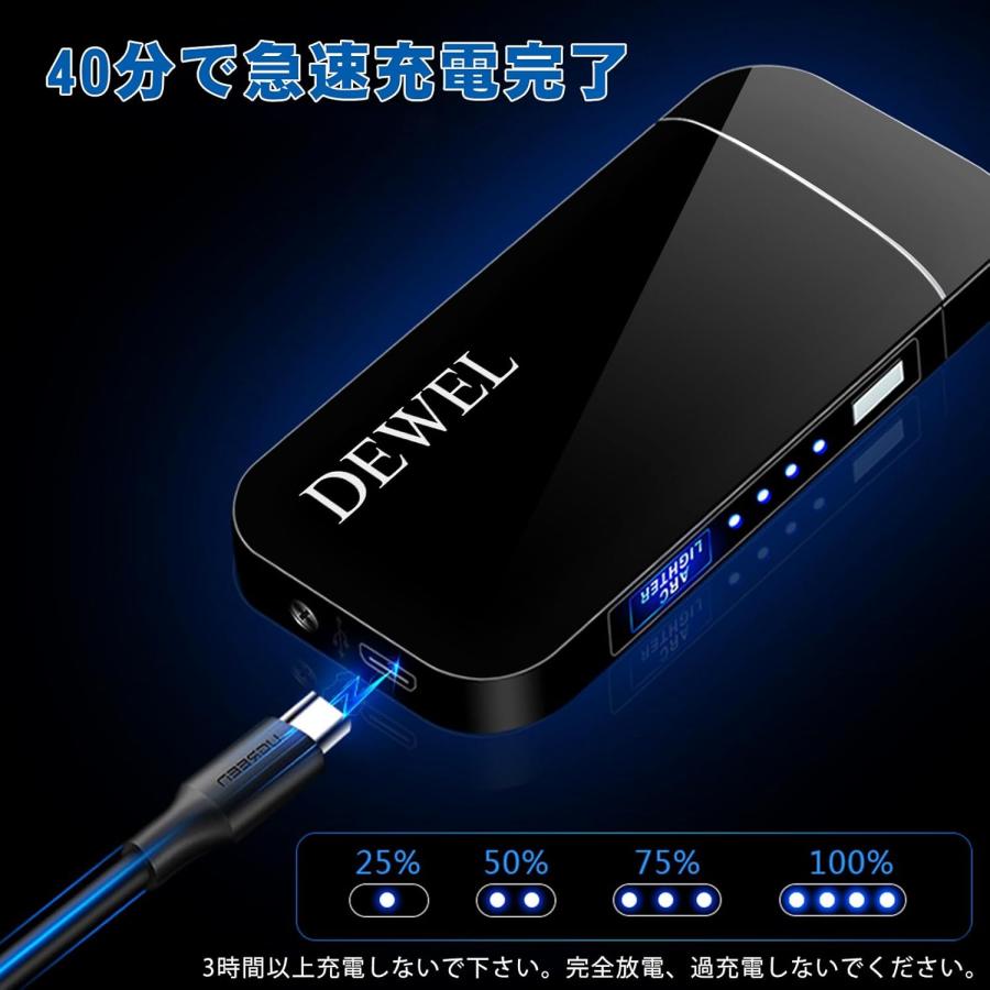 17日限定10倍P付] DEWEL 電子ライター usb充電 プラズマ アーク 防風