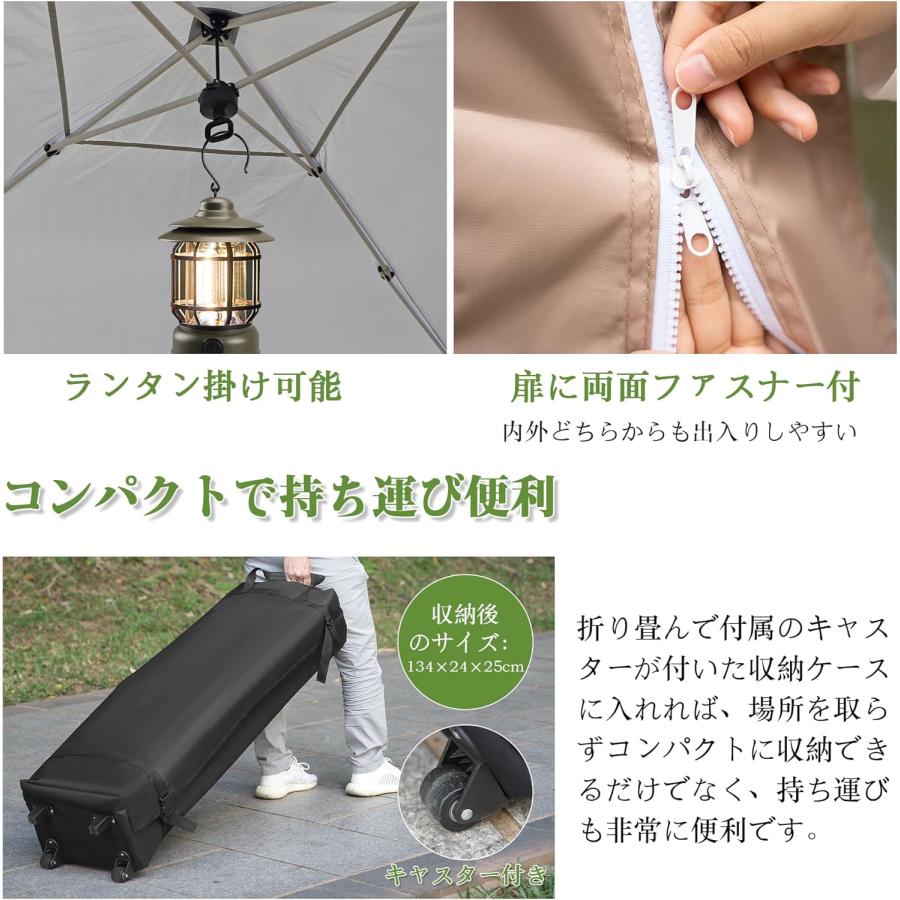 テント タープテント 3m 2色 高さ3段階調節 サイドカヤ 2ドア付 大型