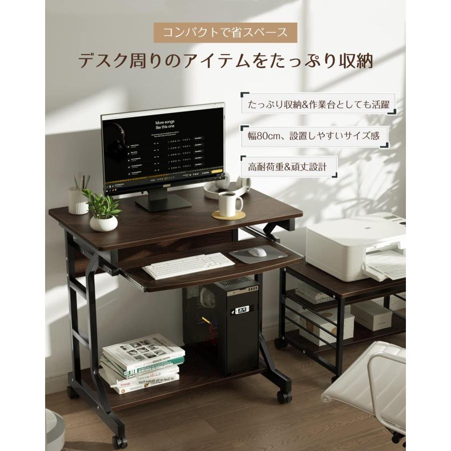 パソコンデスク 省スペース スリム キャスター付 幅80cm 収納 pcデスク