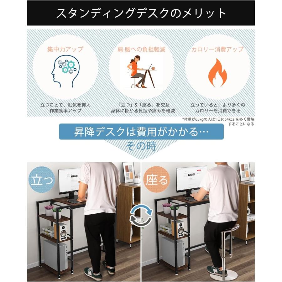 スタンディングデスク テレワーク 天板幅75cm 天板高さ100/75cm調節
