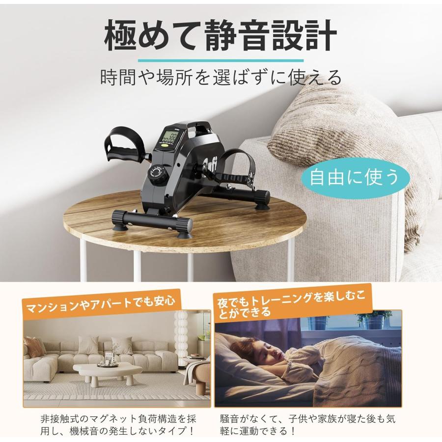 フィットネスバイク ミニ 静音 8段階負荷 大型液晶メーター エアロ