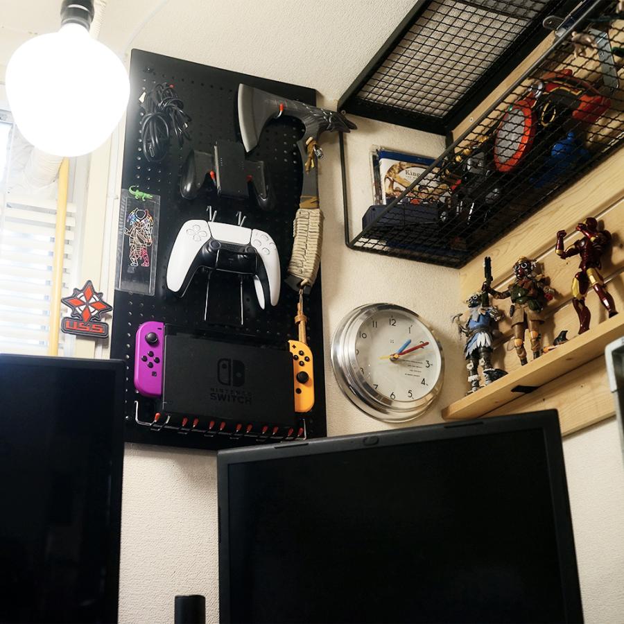 有孔ボード 4枚セット マグネットボード 壁掛け 卓上 パンチングボード ペグボード 60×30cm 磁石 壁 ボード スチール製 卓上ボード 白 黒 Solid_5