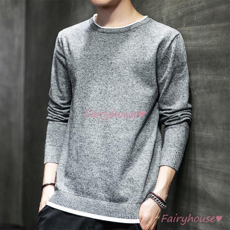 素晴らしい品質 ニットセーター メンズ 秋冬 長袖 ニットトップス クルーネックセーター 無地セーター プルオーバーニットインナー カットソー 韓国風 カッコイイカジュアル ニット セーター サイズ Xl Www Naprehab Com