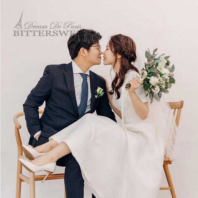 ウェディングドレス ミモレ丈 ウエディングドレス ワンピース Aライン ミモレ Vネック 編み上げタイプ 前撮り 後撮り 披露宴 結婚式 S Xl Wd142 Wd142 Blingbling 通販 Yahoo ショッピング