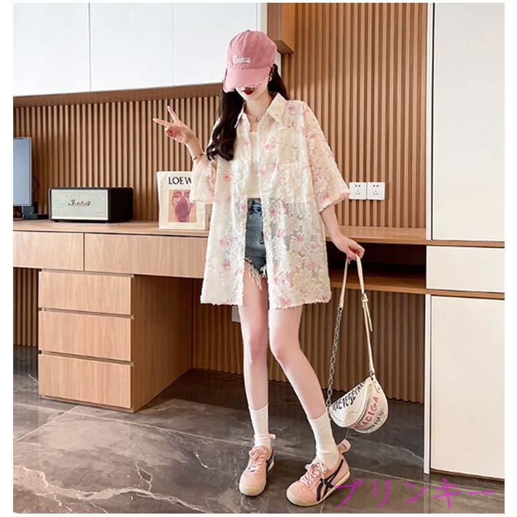 半袖ゆったり 花柄シャツ レディース 半袖シャツ シャツ 春夏 シアー