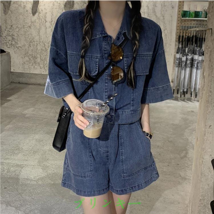 ショートパンツ セットアップ デニム デニムパンツ レディース きれい