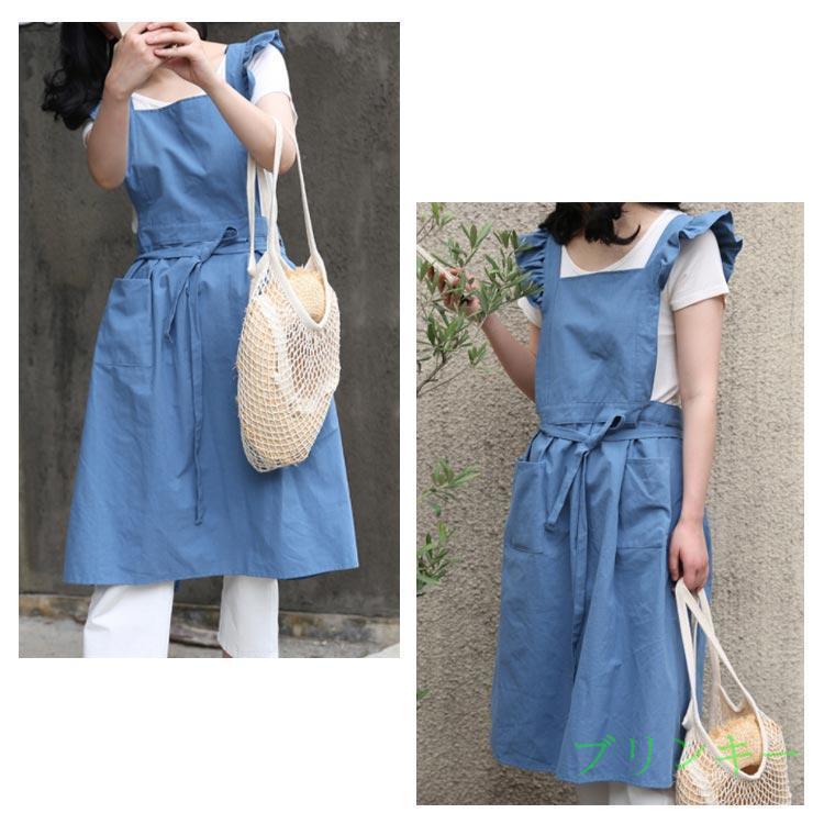 エプロン フリル ロング 肩 エプロンドレス 大人 上品 黒 冠婚葬祭