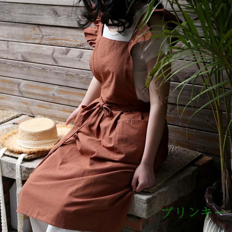 エプロン フリル ロング 肩 エプロンドレス 大人 上品 黒 冠婚葬祭