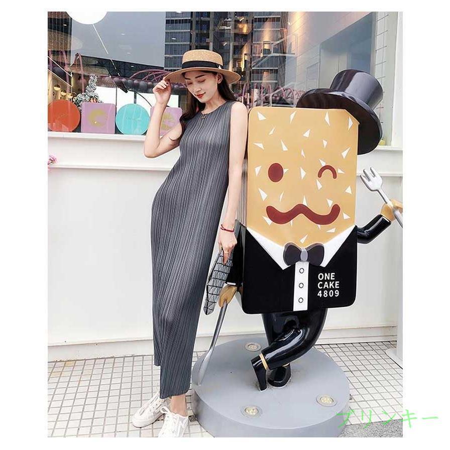 レディース ノースリーブ プリーツワンピ ワンピース 夏 リゾート
