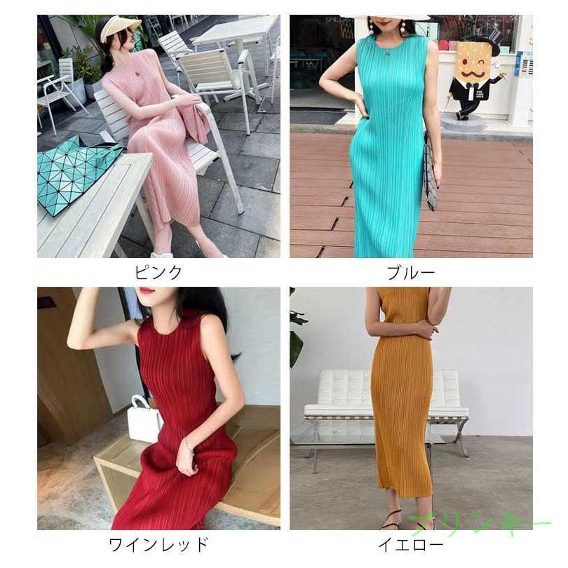 レディース ノースリーブ プリーツワンピ ワンピース 夏 リゾート