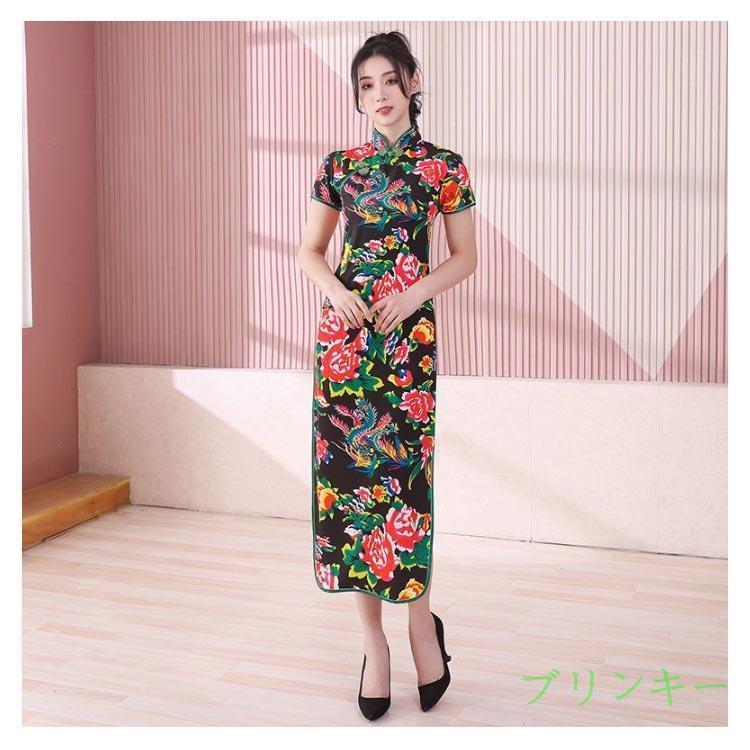 花柄 チャイナ風 チャイナ服 チャイナドレス ワンピース ミニ丈