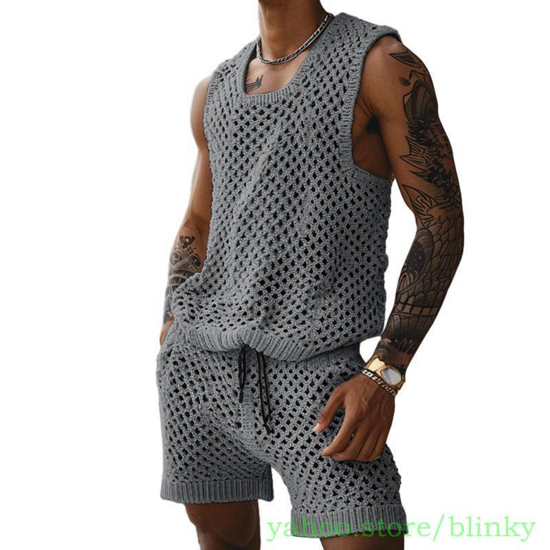 CRONOS セットアップ メッシュショートパンツ タンクトップ Mサイズ 夏服 tシャツ ニット メッシュ ノースリーブ タンクトップ ショーツ