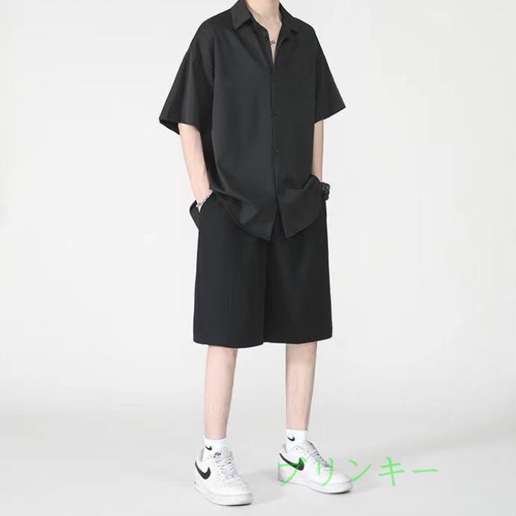 半袖シャツ メンズ セットアップ サマースーツ ショートパンツ ハーフ