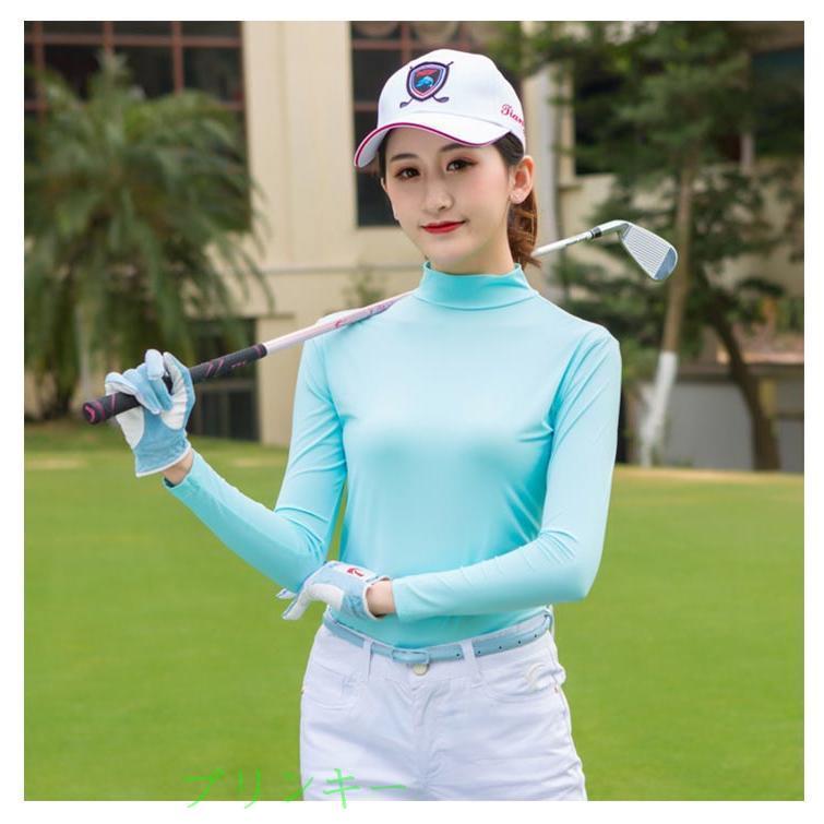 【確認画像】ハイネックUVウエア　消臭ウエア　冷感ストレッチ　スポーツ　ゴルフ 長袖 ゴルフ 夏 接触冷感 ハイネック 冷感 レディース uvカット