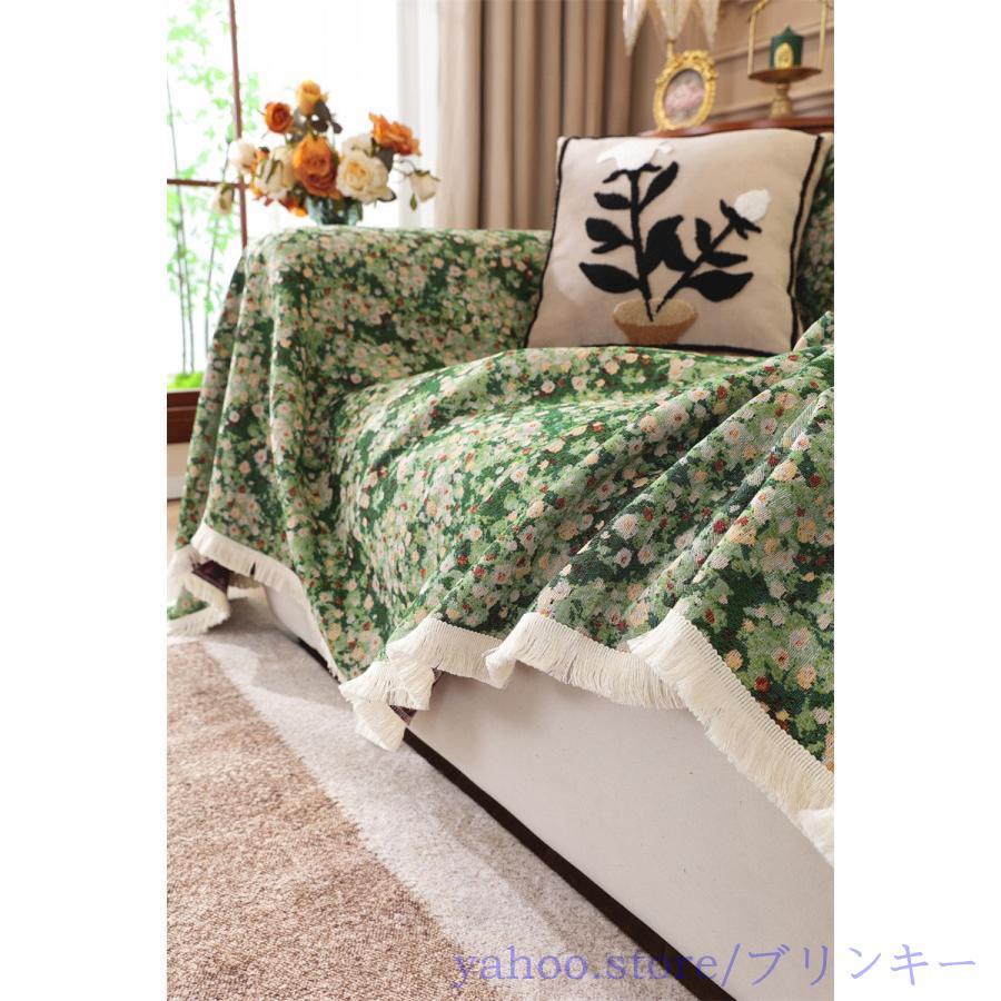 ソファーカバー マルチカバー おしゃれ 北欧風 花柄 レトロ フリンジ