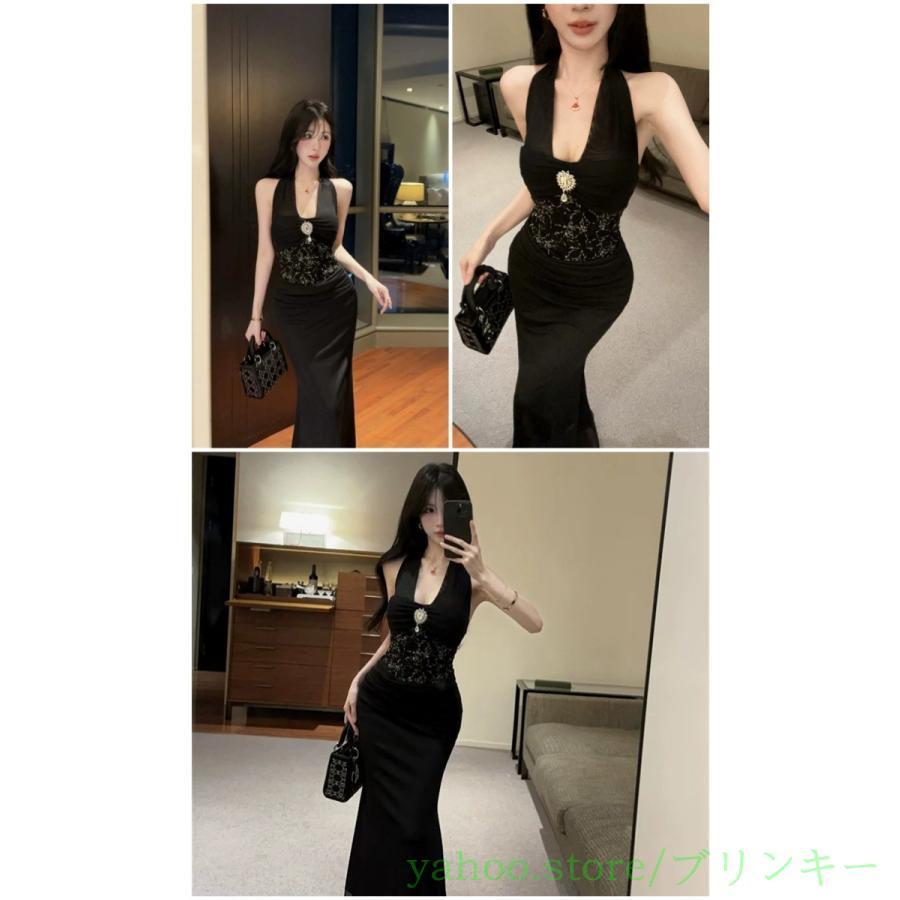 キャバドレス ロング ドレス マーメイド ホルターネック パーティー