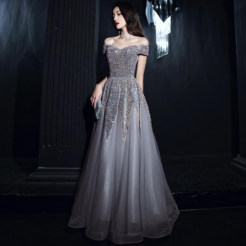 キラキラ ロングドレス ドレス オフショルダー  大人 ピアノ 発表会 パーティードレス 演奏会 結婚式 ワンピース 成人式 同窓会 母親 レース | ブランド登録なし | 10