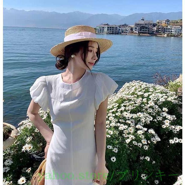 背中 開き ワンピース 白 ハワイ リゾートワンピース 夏ワンピ