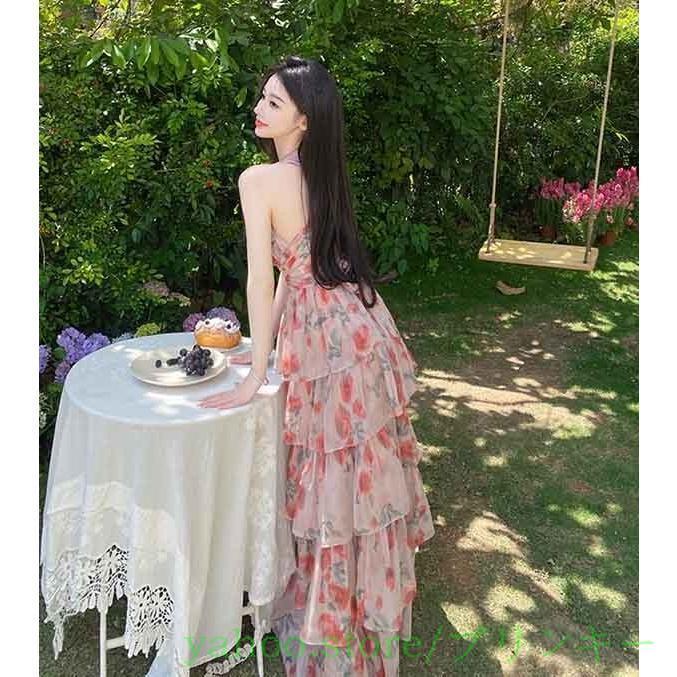 背中 開き ワンピース リゾートワンピ ハワイ 夏ワンピ マキシ