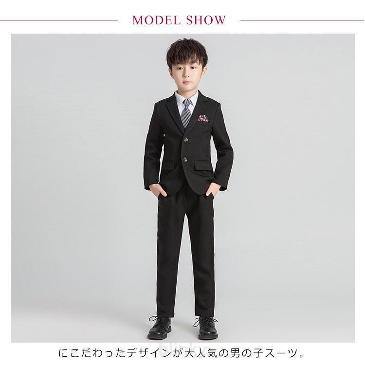 ジレ 4点セット パンツ 卒業式 男の子 黒 入学式 発表会 スーツ キッズ グレー ストライプ柄 子供 スーツ フォーマルスーツ 結婚式 ジャケットの画像